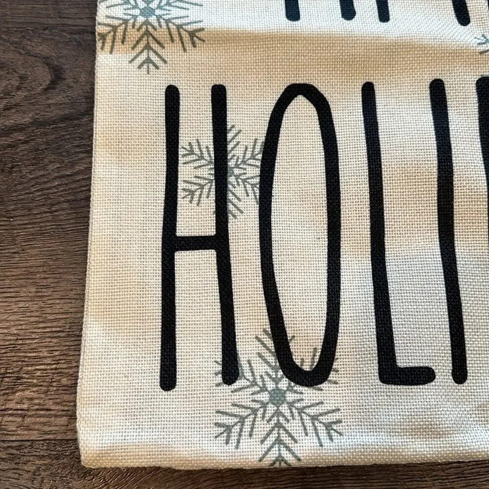 Happy Holidays Snowflake Indoor/Outdoor Winter‎ Neutral Pillow Cover NWOT